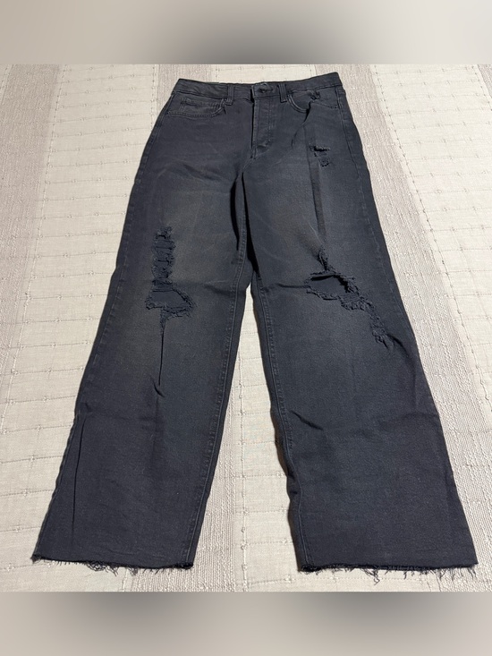 wild fable Denim - New Wild Fable Women's Black Highest Rise Straight Distressed Jeans Button Fly